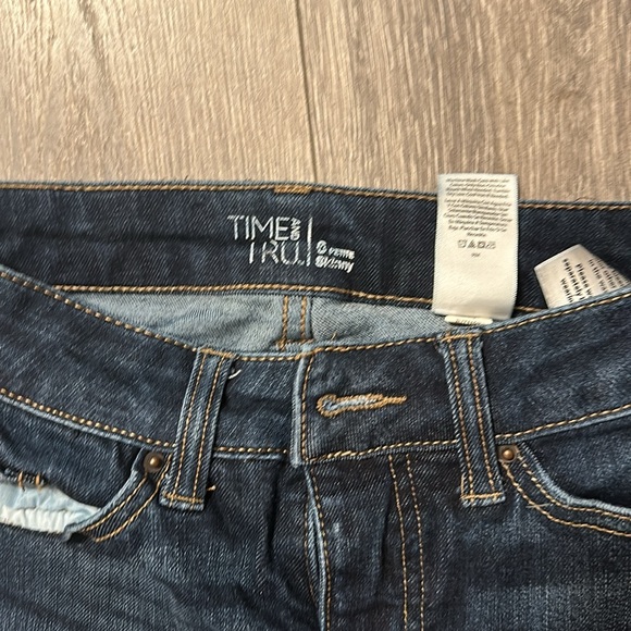 Dark Washed Distressed Skinny Jeans - Picture 2 of 3